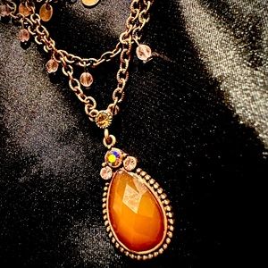 Vintage style 1928 brand multilayer rose gold colored necklace